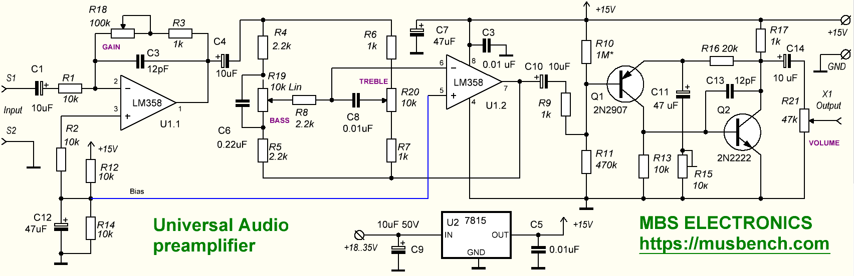 Универсальный предварительный усилитель - MBS Electronics