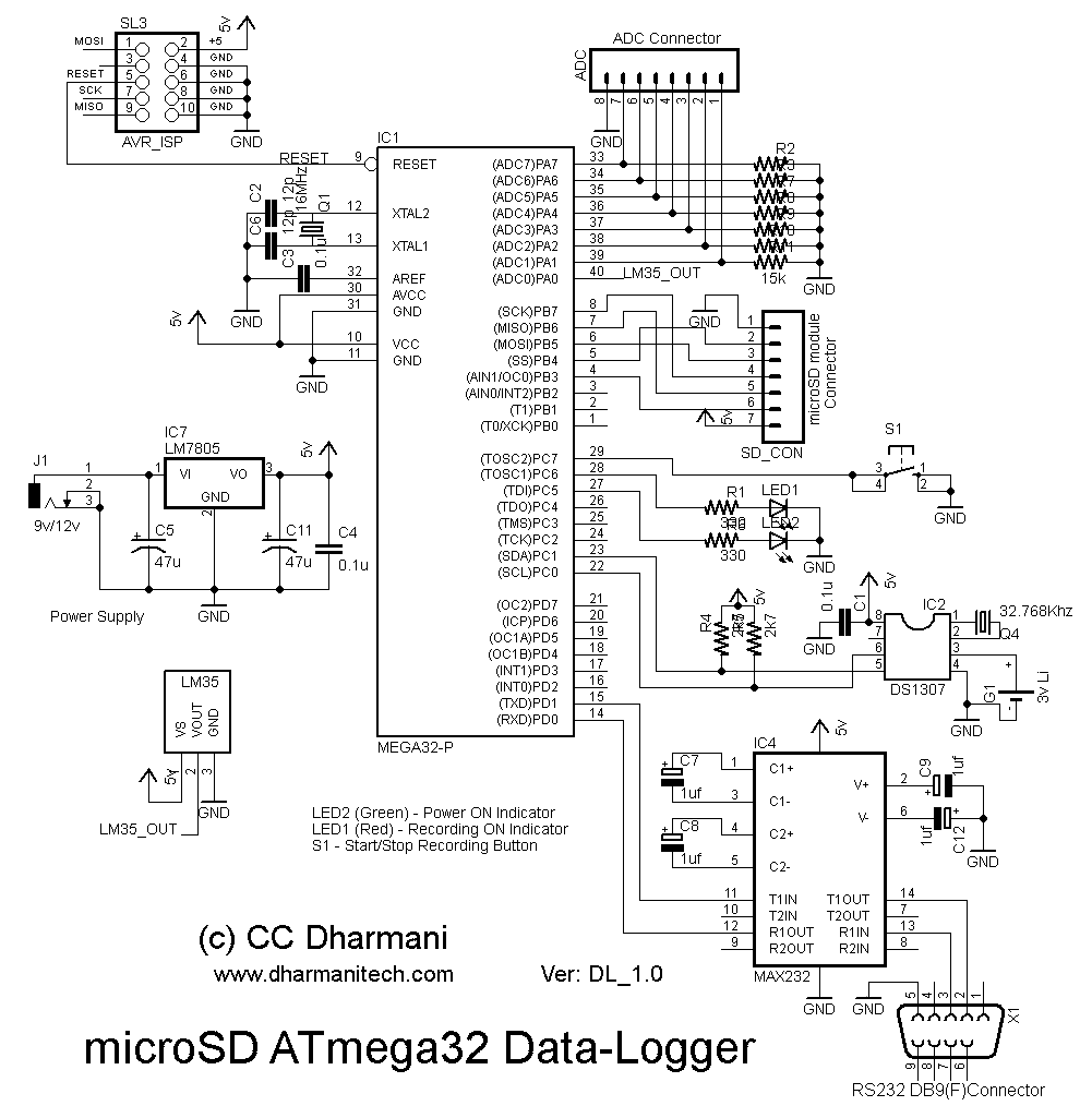 Data-Logger устройство записи данных на карту памяти SD с микроконтроллером ATmega32